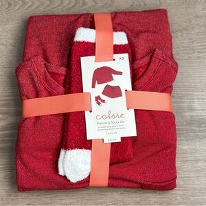 Colsie Pajama & Socks Set - 3 Piece Set - Red